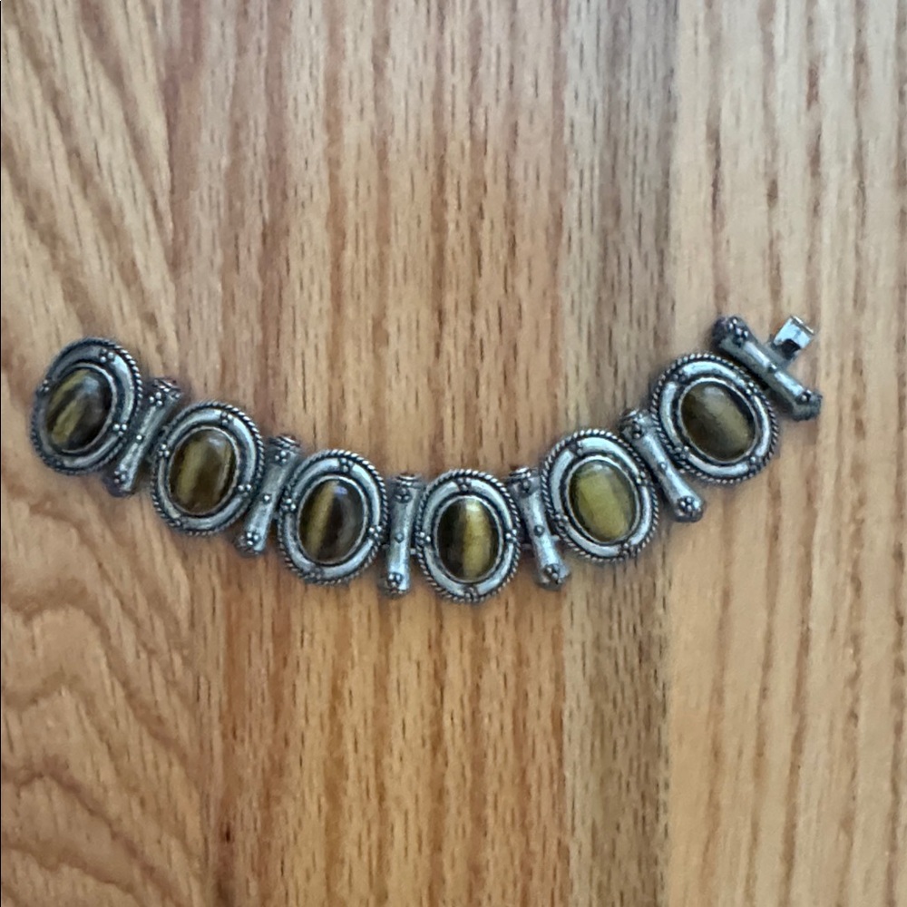 Vintage Lucky Brand Silver and Brown Bracelet